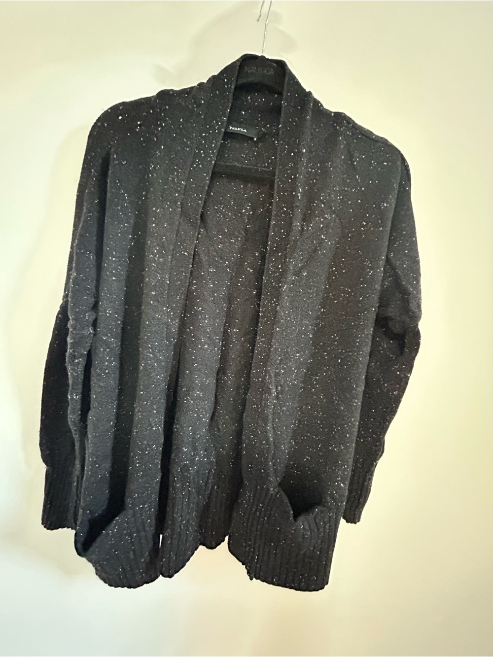 Talula Black Speckled Open-Front Cardigan